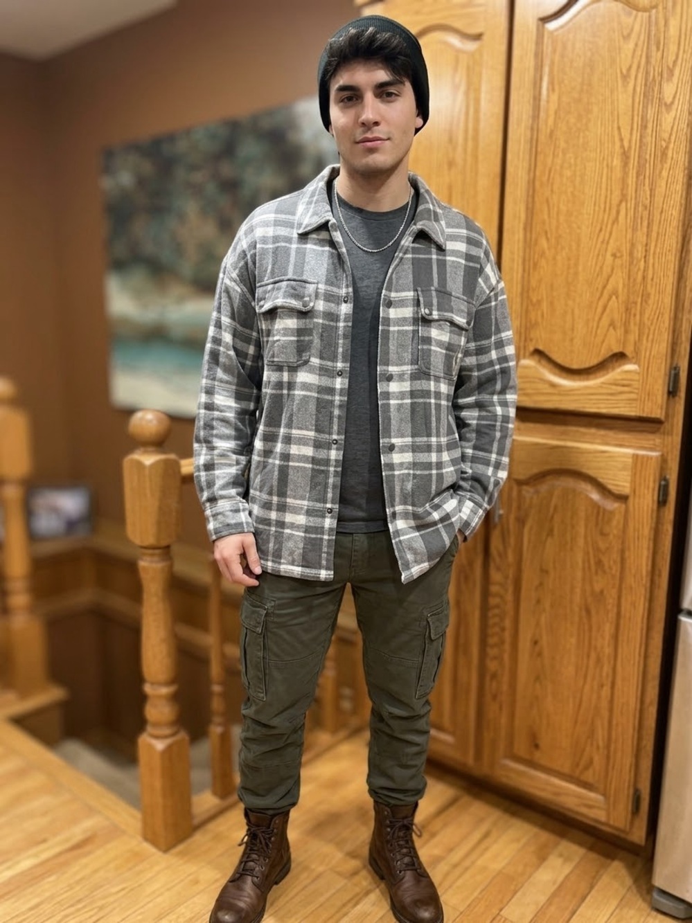 Star Wars Gray and White Plaid Button-Down Casual Shirt